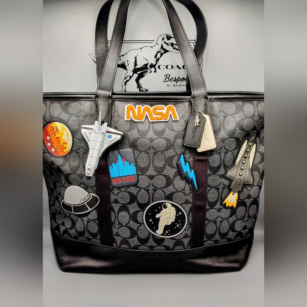 RARE! Coach X NASA City Tote -Upcycled- One-of-a-Kind Black/Grey
